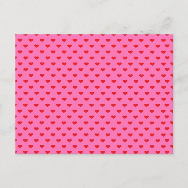 Carte Postale Hearts Galore, red hearts on pink, (Devant)