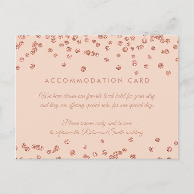Carte Postale Hébergement Rose Gold Parties scintillant Confetti (Devant)