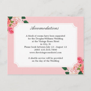 Carte Postale Hébergements Rose Mariages vintages