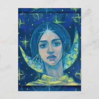 Carte Postale Hécate, Déesse de la Lune Peinture Pastel Art Fant