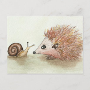Carte Postale Hedgehog et Snail