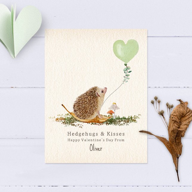 Carte Postale Hedgehugs & Kisses Hedgehog Classroom Valentine (Créateur téléchargé)