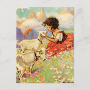 Carte Postale "Heidi et ses chèvres" par Jessie Willcox Smith