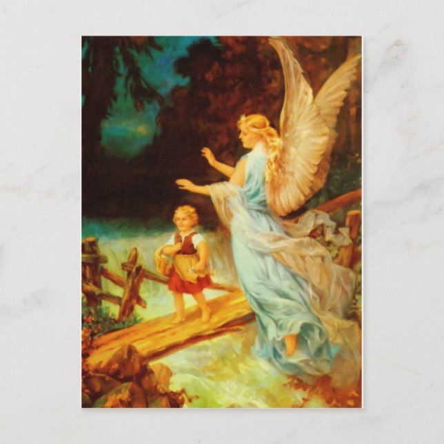 Carte Postale Heiliger Schutzengel Guardian Angel 9 huile (Devant)
