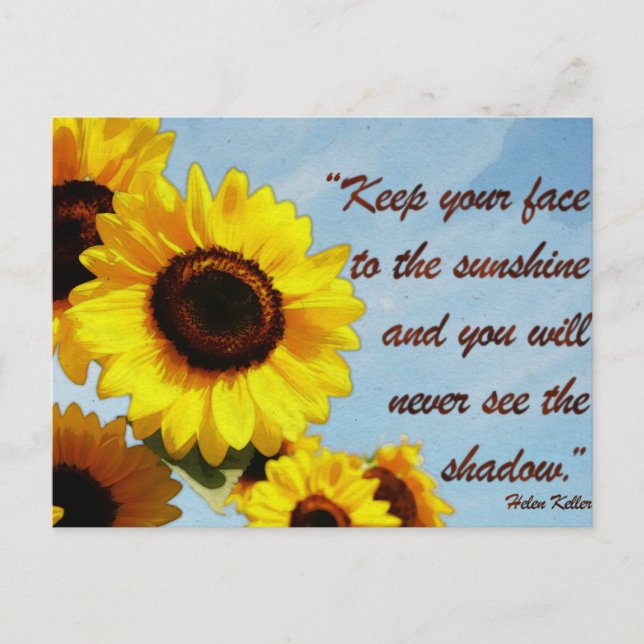 Carte Postale Helen Keller Citation avec tournesol (Devant)