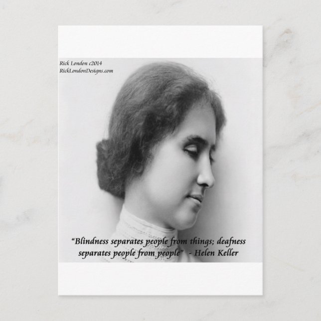 Carte Postale Helen Keller et Célèbre Citation Sourde/Aveugle (Devant)