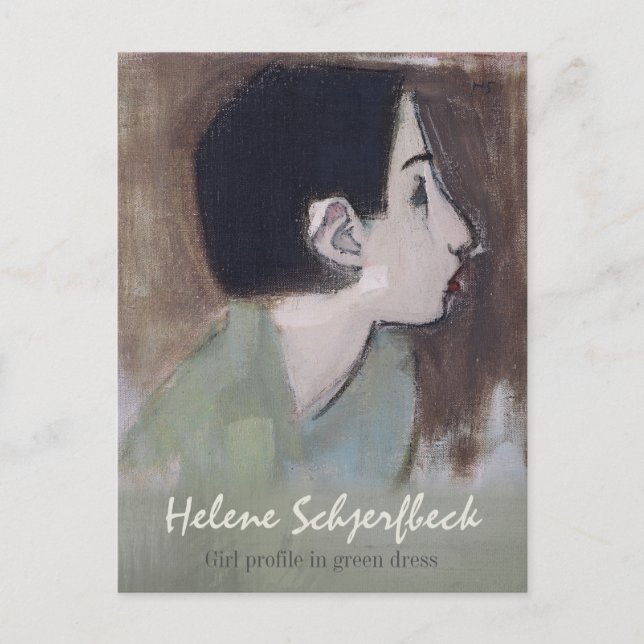 Carte Postale Helene Schjerfbeck Profil de fille en robe verte (Devant)