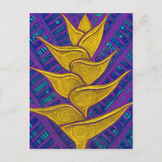 Carte Postale Heliconia Flowers Tropique Botanique Téméraire Art (Devant)
