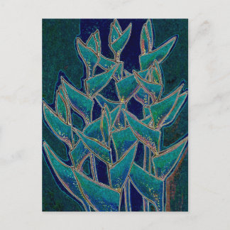 Carte Postale Heliconia Rostrata Flore tropicale Art Turquoise