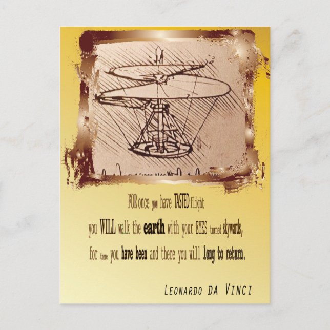 Carte Postale Hélicoptère Da Vinci 🚁 Budget ✨ (Devant)