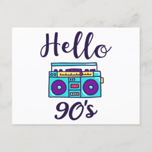 Carte Postale Hello 90s radio cassette recorder
