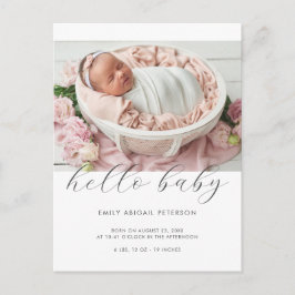 Carte Postale Hello Baby Modern Simple Photo Faire-part de naiss