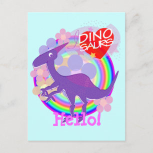 Carte postale Hello Flower Purple Dinosaur