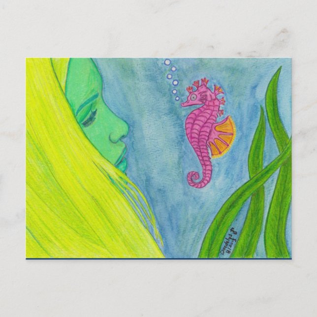 Carte Postale "Hello, Little Seahorse" par Daedelys (Devant)