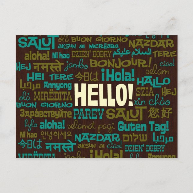 Carte postale Hello (multilingue) (Devant)