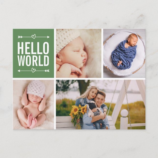 Carte Postale Hello World et Faire-part de naissance Photo Colla (Devant)