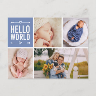 Carte Postale Hello World et Faire-part de naissance Photo Colla