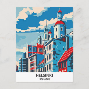 Carte Postale Helsinki Finlande Retro Artwork Travel