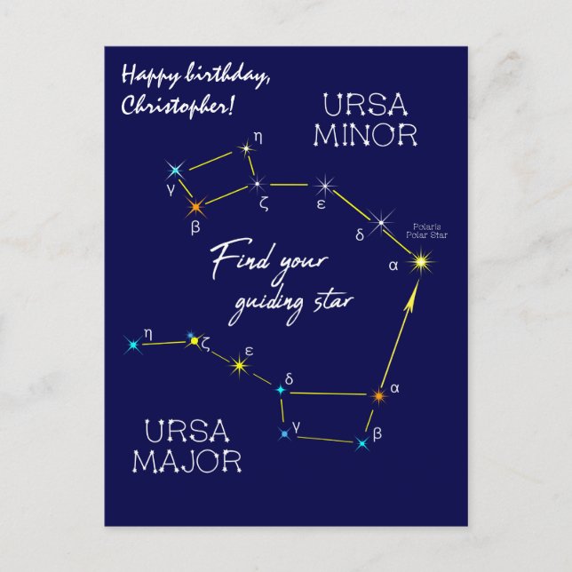 Carte Postale Hémisphère Nord Trouver Polaris Star (Devant)
