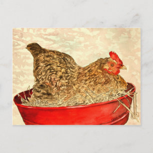 Carte Postale hen chicken painting art gifts