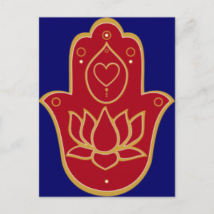 Carte Postale Henna Hamsa Lotus