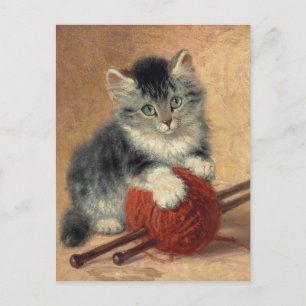 Carte Postale Henriëtte Ronner-Knip Un chaton avec une boule de 