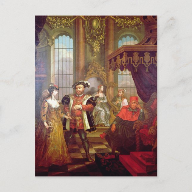 Carte Postale Henry VIII présente Anne Boleyn au tribunal (Devant)