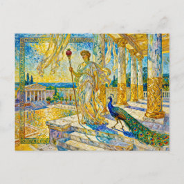Carte Postale Hera with Peacock and Pomegranate Scepter in Templ