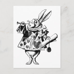 Carte Postale Héraut de lapin blanc en noir