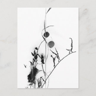 Carte Postale Herbe et Feuilles en neige
