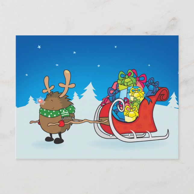 Carte Postale hérisson à nez rouge (Devant)