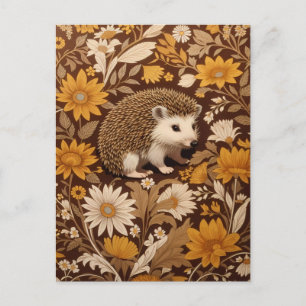 Carte Postale Hérisson Brown Floral William Morris Inspiré