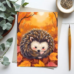 Carte Postale Hérisson d'automne   Peinture aquarelle d'animal
