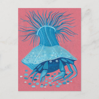 Carte Postale Hermite Crabe Mer Océan Sous-marin Animaux Peintur