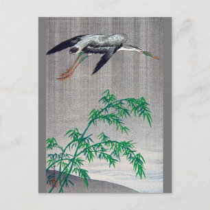 Carte Postale Heron Volant dans la pluie, Watanabe Seitei