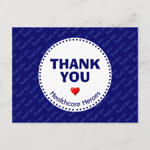Carte Postale Héros de la santé MERCI Personnalisable BLEU