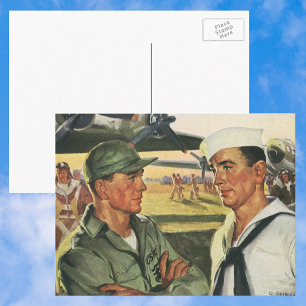 Carte Postale Héros patriotiques vintage, hommes militaires en u