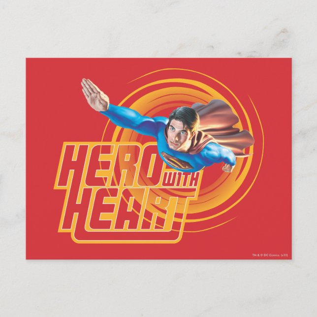Carte Postale Héros Superman avec coeur (Devant)