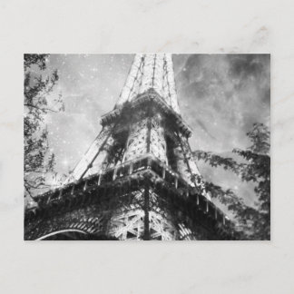 Carte Postale Heure de nuit Tour Eiffel, Noir et Blanc