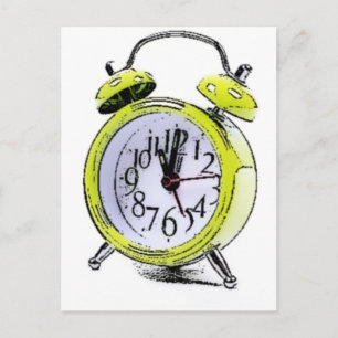 Carte Postale Heure de réactivation de l'horloge d'alarme jaune 
