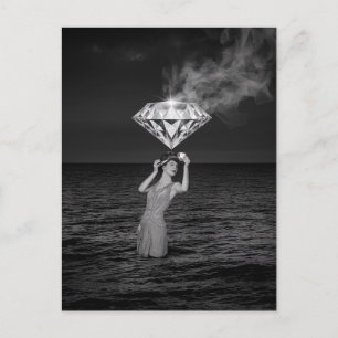 Carte Postale Heure de thé surréaliste avec Diamant noir et blan