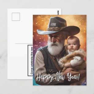 Carte Postale Heure du père occidental et Nouvel An du bébé