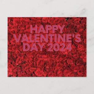Carte postale Heureuse Sainte-Valentin 2024 rouge 
