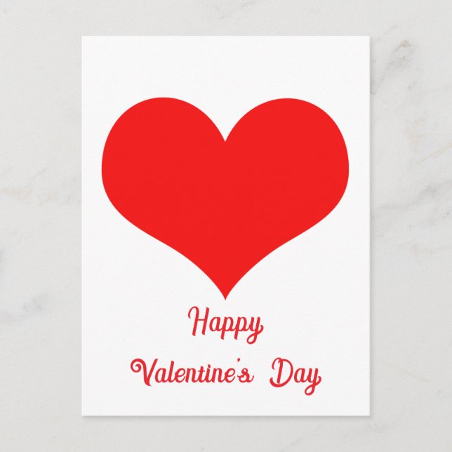 Carte Postale Heureuse Sainte-Valentin 2025 Cute Red Heart Custo (Devant)