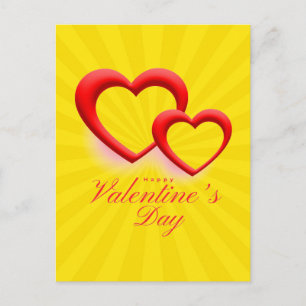 Carte Postale Heureuse Sainte-Valentin avec deux coeurs-23540