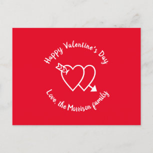 Carte Postale Heureuse Sainte-Valentin coeur rouge script person