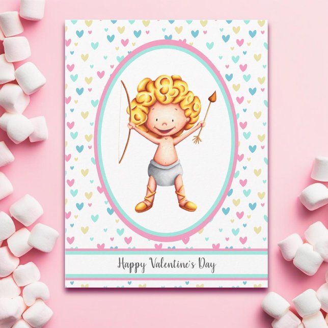 Carte Postale Heureuse Sainte-Valentin Cupid mignon (Créateur téléchargé)