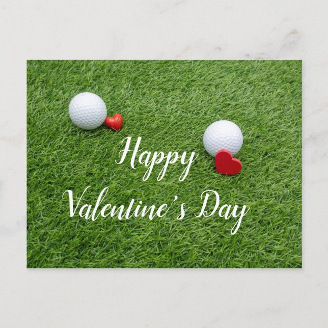 Carte Postale Heureuse Sainte-Valentin de golf avec amour et bal (Devant)