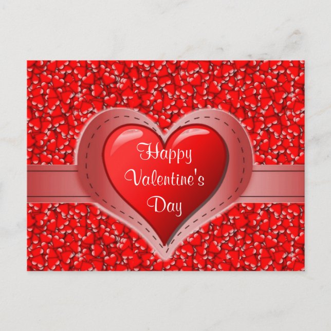 Carte Postale Heureuse Sainte-Valentin de Holiday Red Hearts (Devant)