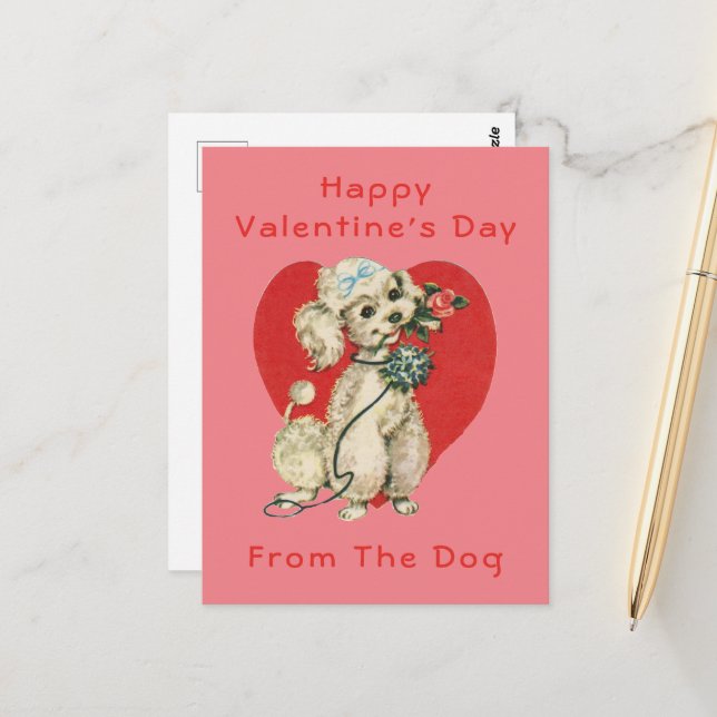 Carte Postale Heureuse Sainte-Valentin Du Chien (Devant/Arrière en situation)